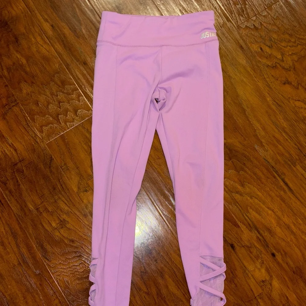Justice Lavender Purple Girls' Leggings with Side Lace Detail Size 8
